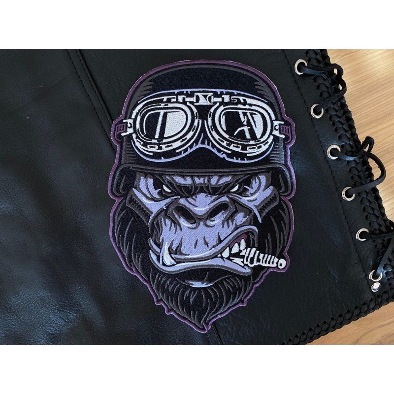 Finally Home Large Biker Gorilla Patch for Iron-On Motorcycle Cowl