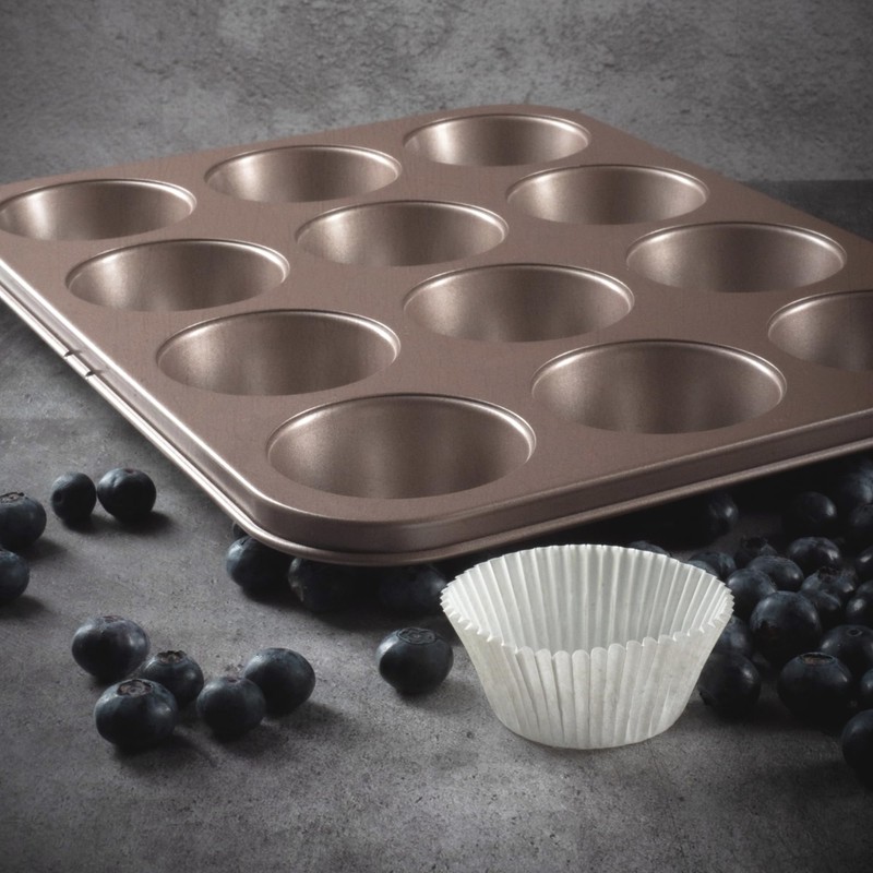 HAPPIELS Non Toxic Nonstick 12 Cup Muffin Pan | PFOA