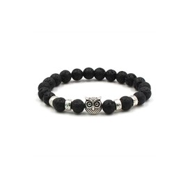 Fuqimanman2020 Natural agate Rock Owl Stretch String Healing Crystal Bracelet Energy Beaded Bracelet Set 8mm Women Gifts-Volcano