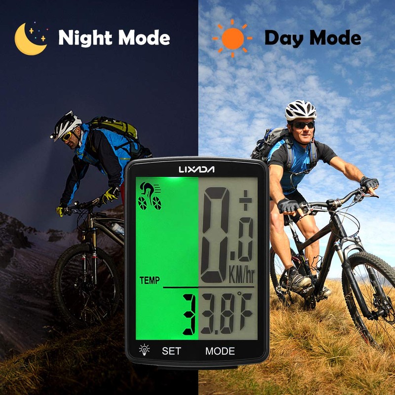 Wireless Bike Computer, Multi Functional LCD Screen Bicycle Computer Mountain
