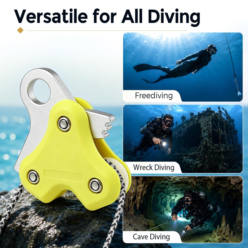 Seafard High Efficiency Scuba Diving Pulley Reel, Aluminum Alloy Pulley