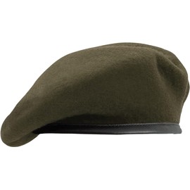 MAYMII·HOME British Military Berets Hat Cap for Men Women, Wool and Real Leather Beret Hats, Black/Red/Arm Green 3 Color Army Beret (Army Green)