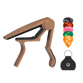 Guitar Capo, Capo for Acoustic Guitar 6 String and 12 String, Guitar Capo with Pick Holder and 5 Picks, Metal Capo for Ukulele, Mandolin, Banjo, and other String Instruments (Rosewood)
