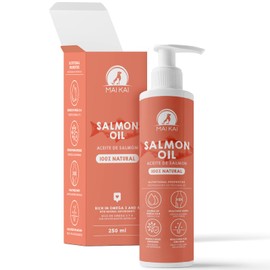 MAIKAI Salmon Oil for Dogs and Cats, 250 ml, 100% Natural and Pure, with Omega 3 and 6, Anti-Inflammatory, Healthy Skin and Shiny Coat, Vitamins and Calcium, For Joints and Defences