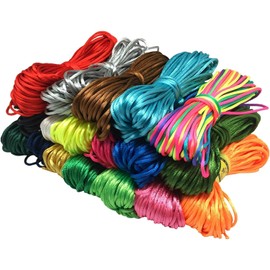 FQTANJU 2mm 18 Bundles 198 Yards Quality Rattail Nylon Satin Cord Assorted Colors Satin Nylon Trim Cord for Beading Jewelry Making, Chinese Knot, Kumihimo