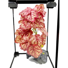 Woyrise Reptile Plants, Terrarium Hanging Plants Vines for Reptile Tank, Amphibian Habitat Leaves Decor with Suction Cup for Bearded Dragon Lizard Snake Gecko Frog Hermit Crab - 2Pcs Pink Heuchera