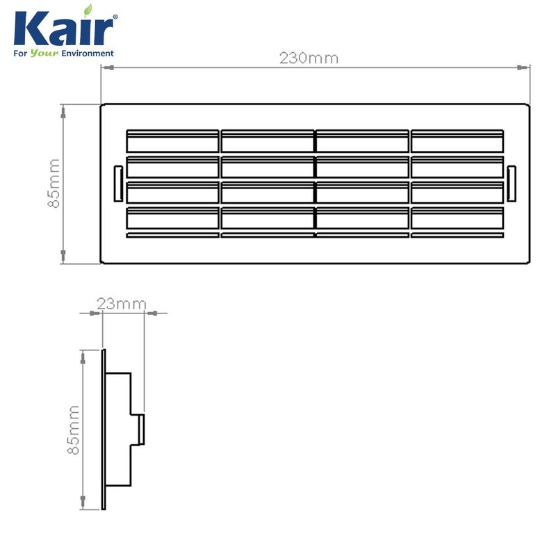 Kair Black Airbrick Grille with Surround for 204mm x 60mm