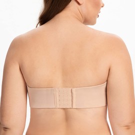 CASOLACE Women's Strapless Bra - Underwired Bandeau Minimiser Bra Without Moulded Cups, Light Beige