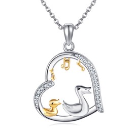AXOMY Duck Necklace 925 Sterling Silver Duck Pendant Music Note Necklace Duck Jewelry for Women Duck Lovers Gifts