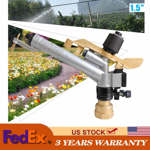 Unbrand 1.5" Rain Spray Gun 360° Adjustable Impact Sprinkler Large
