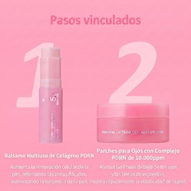 Set Bálsamo PDRN y Parches para Ojos con Colágeno, 60 Piezas Cuidado Contorno de Ojos con Cafeína y Vitamina B12 Rosa