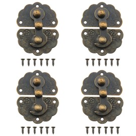 ZZLZX 4PCS Wooden Box Lace Buckle 24 Screws Antique Buckle Hook Latch Used for Jewelry Wine Mooncake Gift Box Panel Decoration