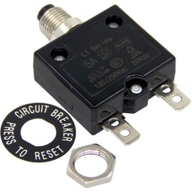 Namvo 125-250V AC 50V DC Push Button Circuit Breaker 5A Thermal Overload Protection L1 Series Manual Reset Thermal Circuit Breaker 5A
