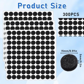 300Pcs 5/8" Small Felt Dots for Coasters Bottom Dots Felts Pads Circles Cabinet Door Bumpers Adhesive Round Furniture Felts Stickers Cabinet Cushion Dot with Adhesive Backing