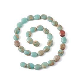 Fashewelry 39pcs Natural Aqua Terra Jasper Stone Beads Flat Oval Healing Crystal Loose Gemstone Beads 10x8mm for Jewelry Necklace Bracelet Earring Craft, 15.35 Inch