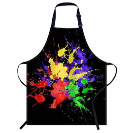 Smooffly Bright Color Stains Splattered Apron Adjustable Bib Chef Aprons Cooking Apron Unisex Women Men Aprons Perfect for Home Kitchen, Baking, Gardening, Restaurant, Coffee house BBQ