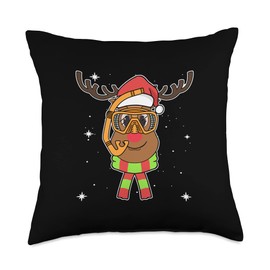 Christmas Scuba Diving Mask Reindeer Funny Santa Claus Diver Throw Pillow