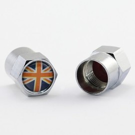 Mini Union Jack Metal Chrome Tyre Valve Dust Cap