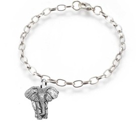 pp-a01 Elephant fine lead free English Pewter on a belcher link chain anklet bracelet