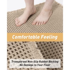 Rvolst Bath Mat Rug for Bathroom Waffle Woven Bathroom Mat Super Absorbent Machine Washable Non Slip Farmhouse Boho Bathroom Rug 61x92cm Brown