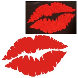 CUSHYSTORE Lips Kiss Jumbo Reflective Decal Sticker Red (10"x6")