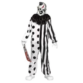 Fun World Unisex Adults Killer Clown Teen Cstm Sized Costumes, White, Black, Red, Standard US