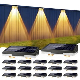 Brizled 12 Pack Solar Fence Lights Outdoor, 300/4000/6000K 3 Modes Fence Lights Solar Powered with LED Focus Lens, Outdoor Fence Lighting Wall Light Waterproof for Outside Backyard Patio Railing Deck
