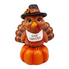 SXSZZXL Turkey Pumpkin Statue 4.7 Inch Collectible Fall Autumn Turkey Thanksgiving Craft Decoration for Home & Office Decor (Brown)