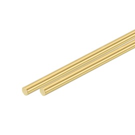 sourcing map 2 Pcs 3/16"(4.8mm) Dia Brass Solid Round Rod, 8"(203mm) Length H62 Brass Lathe Bar Stock Round Brass Rod for DIY Crafts Industry Construction