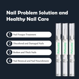 Pofucckly Lápiz reparador de uñas, lápiz para hongos en las uñas de los pies, extra fuerte, repara y renueva uñas descoloridas, dañadas, rotas y gruesas, aceite de árbol de té, miel, nat