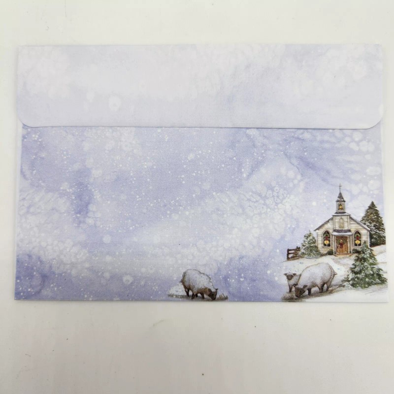 Lang One LANG Petite Linen Glitter Christmas Card & Stamp