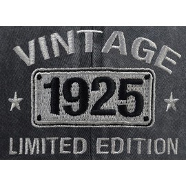 TypasTdqk 100th Birthday Decorations for Women Men, Vintage 1925 Hat, 100 Year Old Baseball Cap, Retirement Birthday Gifts for Grandpa Grandma Papa Mama Dad Mom Black