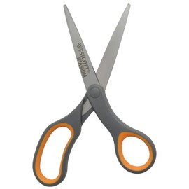 Westcott Titanium Bonded Scissors, Soft Handle, 8", Straight, Gray/Yellow, 4-Pack
