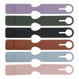 Create idea 6pcs PU Leather Luggage Tag Luggage Suitcase Anti Loss Tag Hanging 25.5x3.8cm for Travel Bag Luggage, Pink Black Green Brown Purple Light Blue