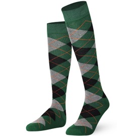 Mysocks Knee High Socks for Women and Men - Breathable Combed Cotton Seamless Toe Argyle Unisex Long Socks - Casual Knee Length Golf Socks
