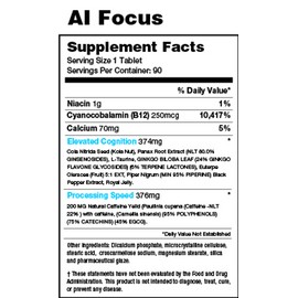 Hot Stuff Nutrition AI FOCUS: 90 Tablets- Potent Nootropic for focus and clarity