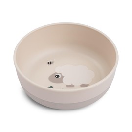 Done by Deer Foodie Bowl Tiny Farm Beige, Diameter 12.5 x Height 4.5 cm, Baby Bowl with Practical Non-Slip Base, Plastic Bowl Made of 100% Food Grade PP with Non-Slip TPE