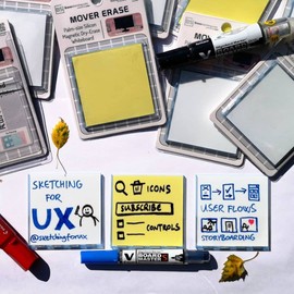 Bravestorming Mover Erase, Stackable and Magnetic Mini Whiteboard on The Palm, 72x72x3mm, Pack of 4 (Pen Included) (Green), Art Supplies for School and Office Projects and Presentations