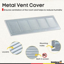 Steinberg14 Galvanized Steel Vent Cover 18x4 (Duct Opening) with Mesh - Wall and Ceiling Ventilation Register - Metal Air Grille - HVAC Cold Air Return Vent - 19.68"W x 5.90"H Outer Dimensions