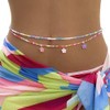 Carufin Flower Pendant Waist Chain Colourful Rice Beads Multilayer Body