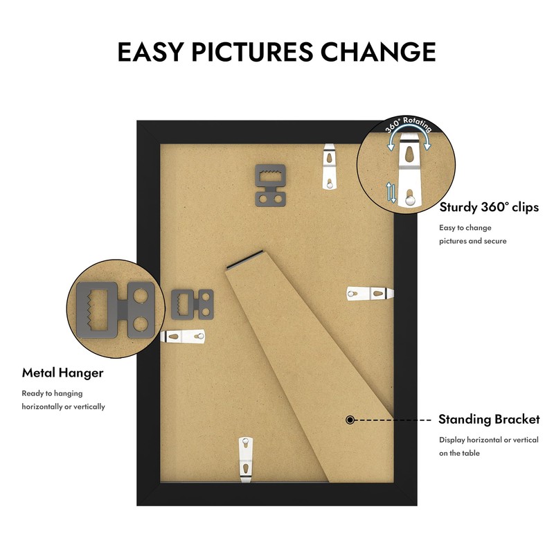 Hongkee 6x9 Picture Frame with Glass, Display Pictures 5x8 with