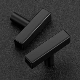 Ravinte 10 Pack Cabinet Knobs Black Cabinet Pulls 2 Inch Matte Black Cabinet Handles Single Hole Square T Knobs for Kitchen Cabinet Handles Black Drawer Knobs Handles with Mounting Template