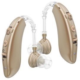 Hearing Aids for Seniors Invisible Rechargeable Hearing Amplifier with Noise Cancelling for Adults Hearing Loss, Hearing Assist Devices Volume Control (brown)