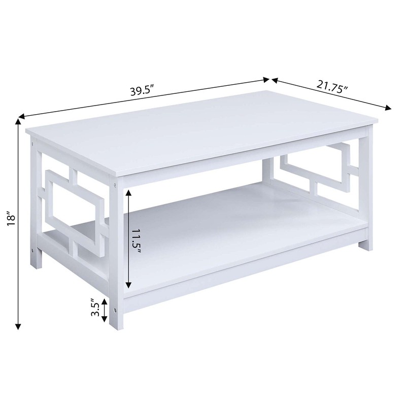 Town Square Coffee Table with Shelf, White