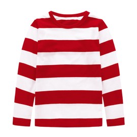 Big Boys Long Sleeve Striped Tshirts for Boys Cotton Shirts Kids Casual Crew Neck Tee Tops Red White Striped Size 10/8-10 Years