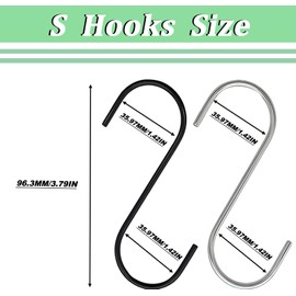 100Pack 3''S Hooks,Stainless Steel S Hooks for Hanging, Towels, Bags, Hanging Pans Pots, Plants Suitable for Kitchen, Office, Bathroom, Garden or Outdoor Activities（50 Each Black and Silver）