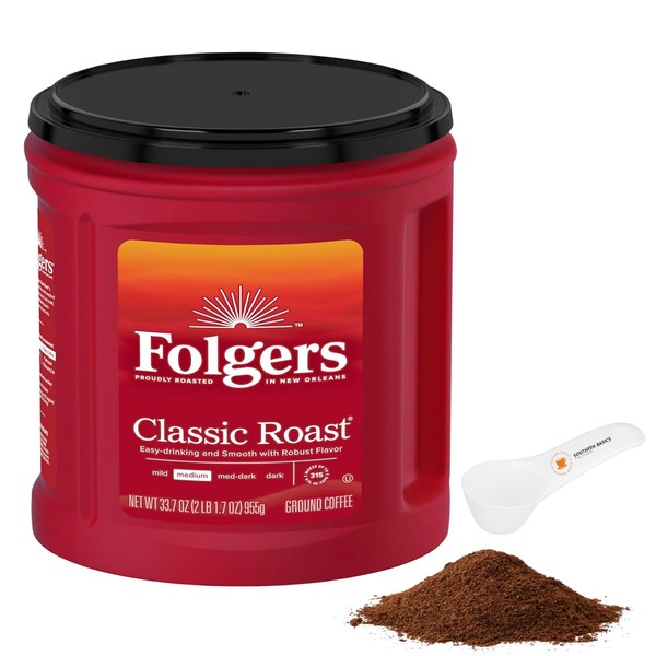 Coffee Ground Medium Roast for Folger 33.7 Oz Can Includes
