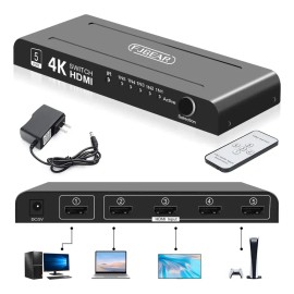 Gytuiv Switch Hdmi 5 Entradas 1 Salida Conmutador Selector 4k Hdadmite 4k@60hz, Hdr, Dolby Vision, 1080p Y 3dconmutación De Señales Por Control Remoto