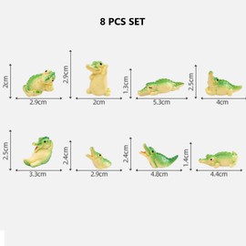 KARLOR Mini Crocodile Figures Set, 8 Pieces Crocodile Sculpture Decorative Crocodile Figure Statue Decoration Animal Ornaments Table Desktop Garden Aquarium Decoration Gift