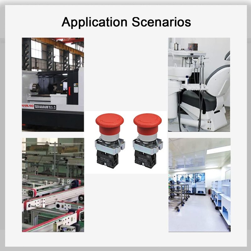 22mm NC Red Mushroom Emergency Stop Push Button Switch 600V